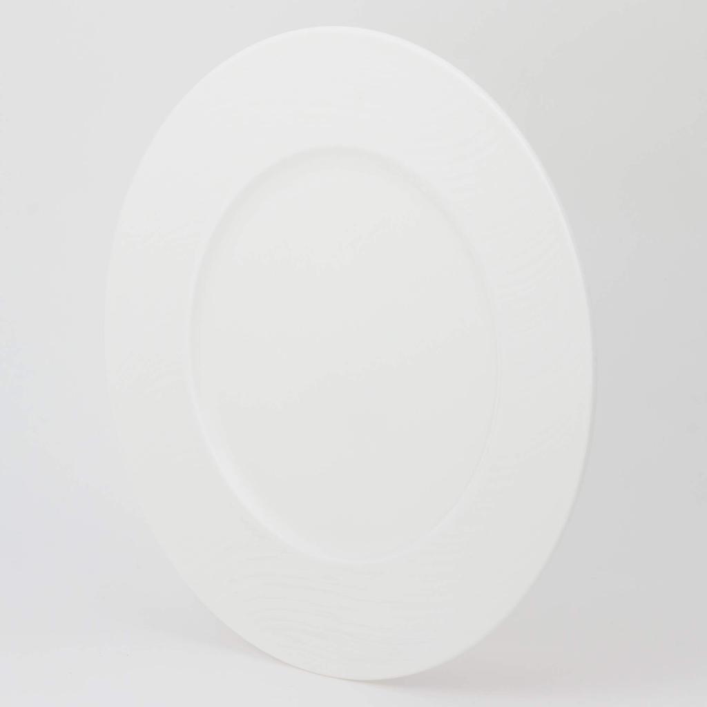 NARUMI Aria Plate, 23cm, White, Simple and Cute Relief Rim, Meat, Flat Plate, Microwaveable and Dishwasher Safe, 50763-5334