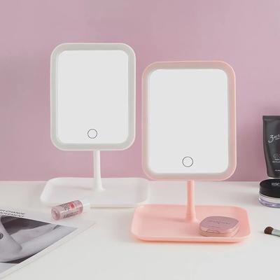 Led Vanity Mirror Intelligent Adjustable Three-color Light Vanity Mirror Desktop Fill Light Mirror One Touch Charging Model
