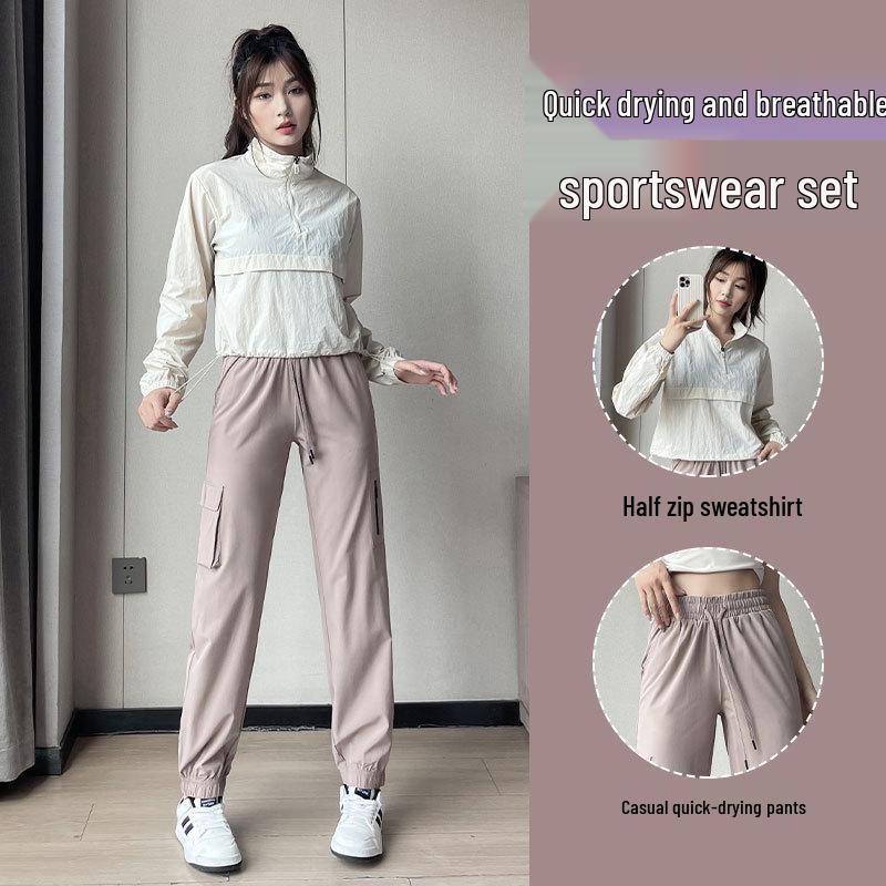 Women's 2024 Summer Climbing Set: Casual Street Style Pants & Loose Sweatshirt with Sun Protection for Outdoor Hiking