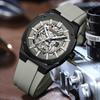 CURREN Herren Skelett Automatikuhr mit Handaufzug und Gummiarmband - Wasserdicht