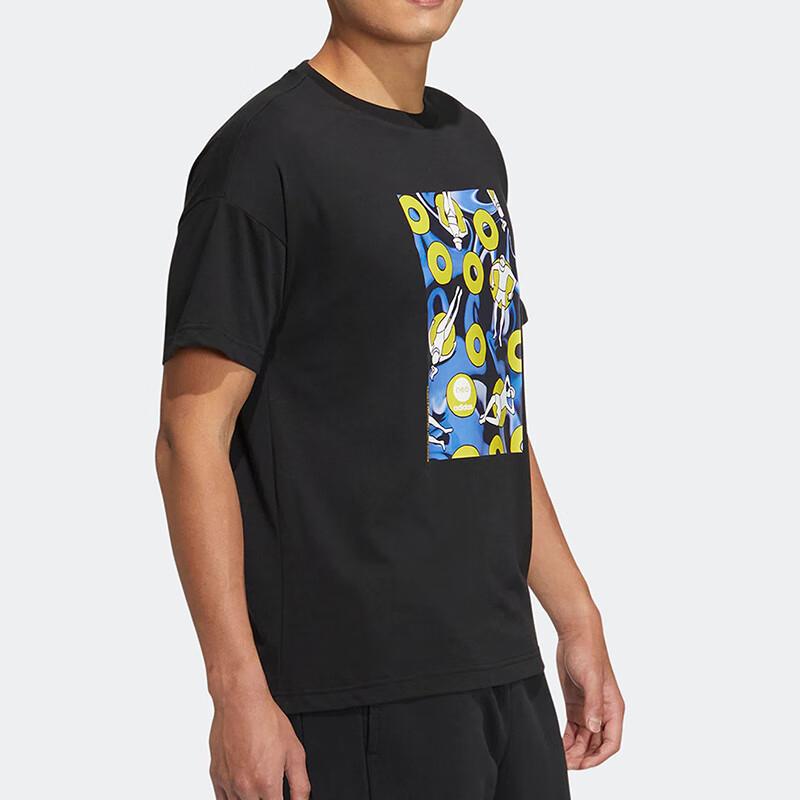 Adidas Neo Breathable Graphic Print Round Neck Short Sleeve T-Shirt Men Tops Black HS8862
