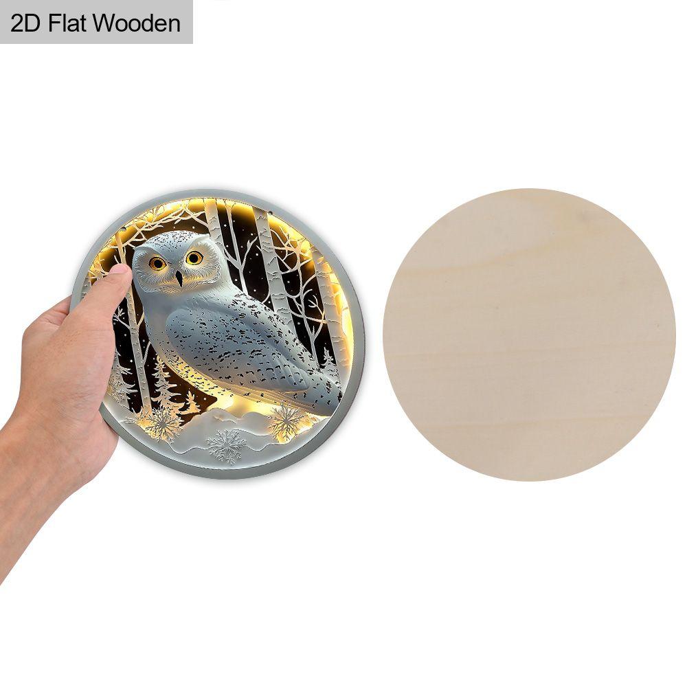 2D flat wooden tag, home wall decoration, housewarming gift for friends, white owl pattern
