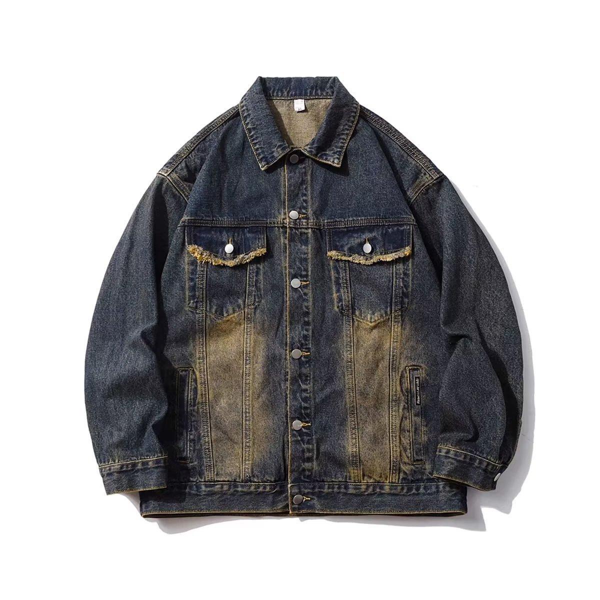 Джинсовая куртка мужская американская уличная модная брендовая ретро-топ стираная — фото 5