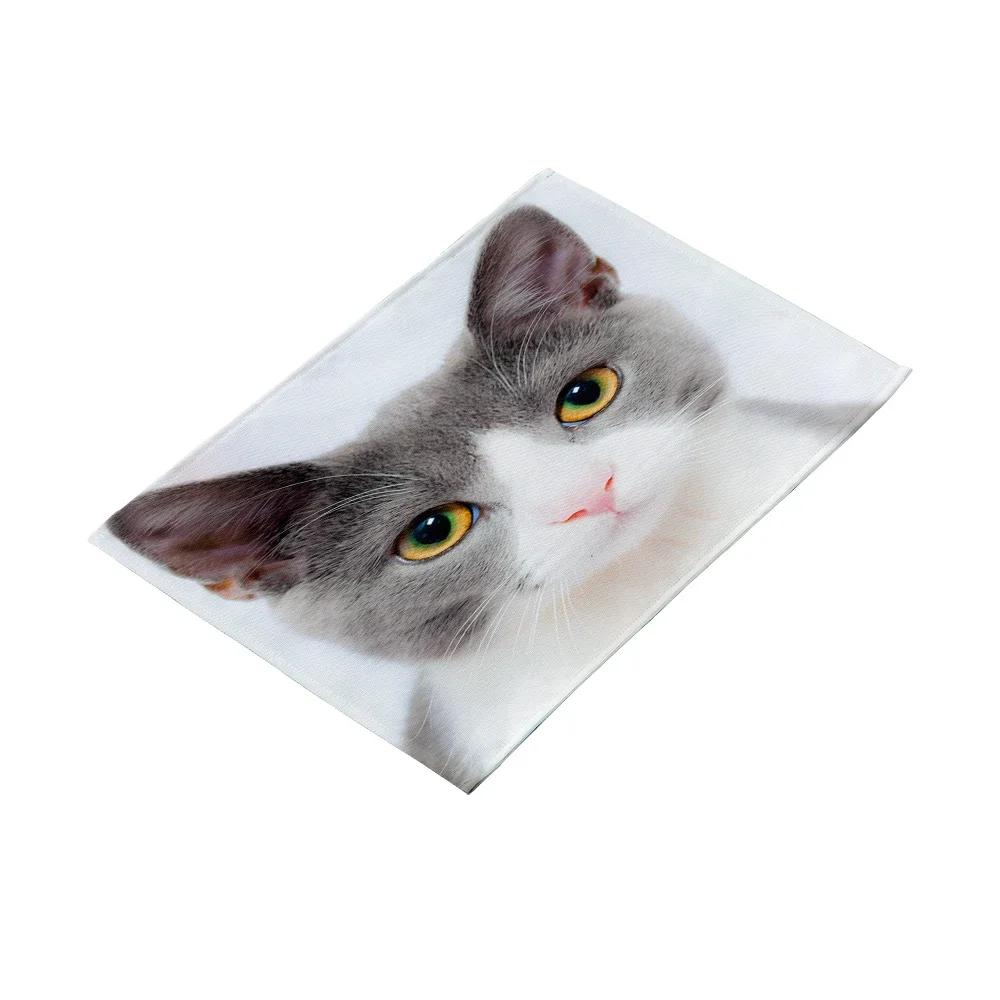 Tryckt Söt Kattansikte Bordstablett Halkfri Värmetålig Tvättbar Köksbord Tallrik Skål Underlägg Barnens Duk