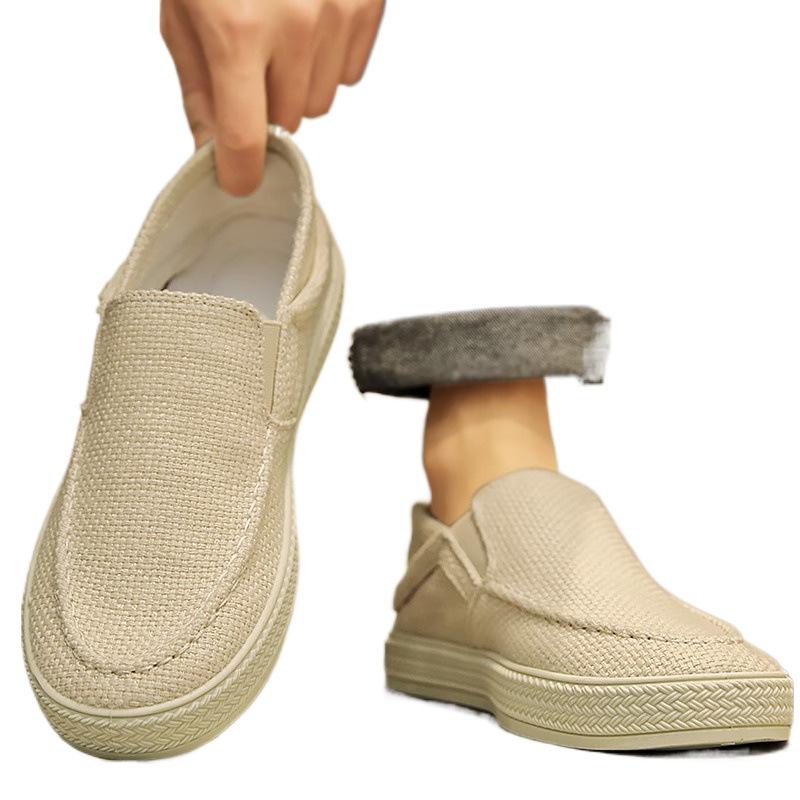 Scarpe in tessuto estive traspiranti casual suola morbida tela di lino mezze pantofole scarpe