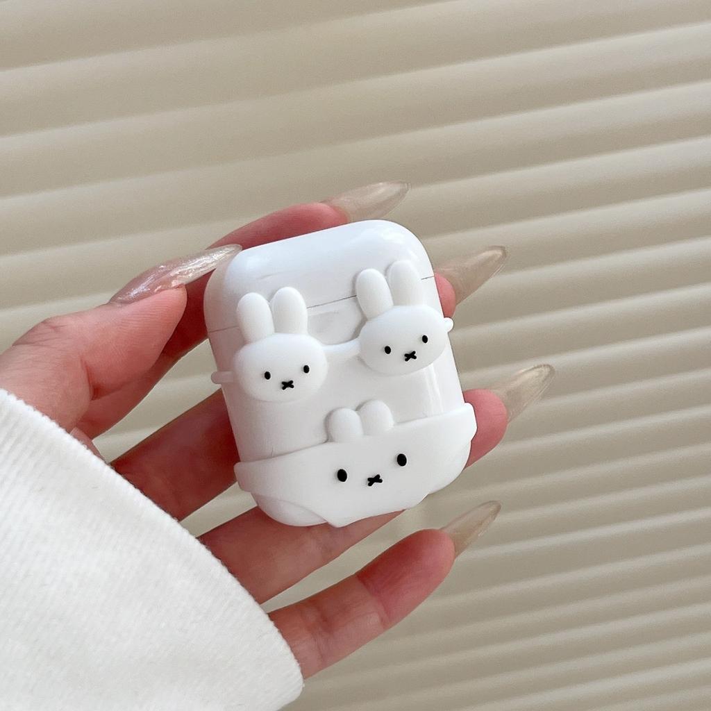 Miffy Rabbit bikini fits AirPods 4 protective cover, Apple 2nd/3rd Gen AirPods Pro 3 earphone case, silicone