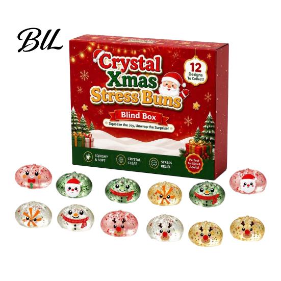 Christmas Countdown Surprise Gift Advent Calendar with Squeeze Toys, Cute Silicone Dumpling Figures, Stocking Stuffers Stress Relief Sensory