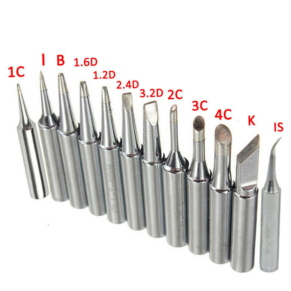 12PCS 33mm Copper Soldering Iron Tips Set 900M-T Welding Station Tools I B C D K For 936 937 938/969 8586/852D Soldering Station
