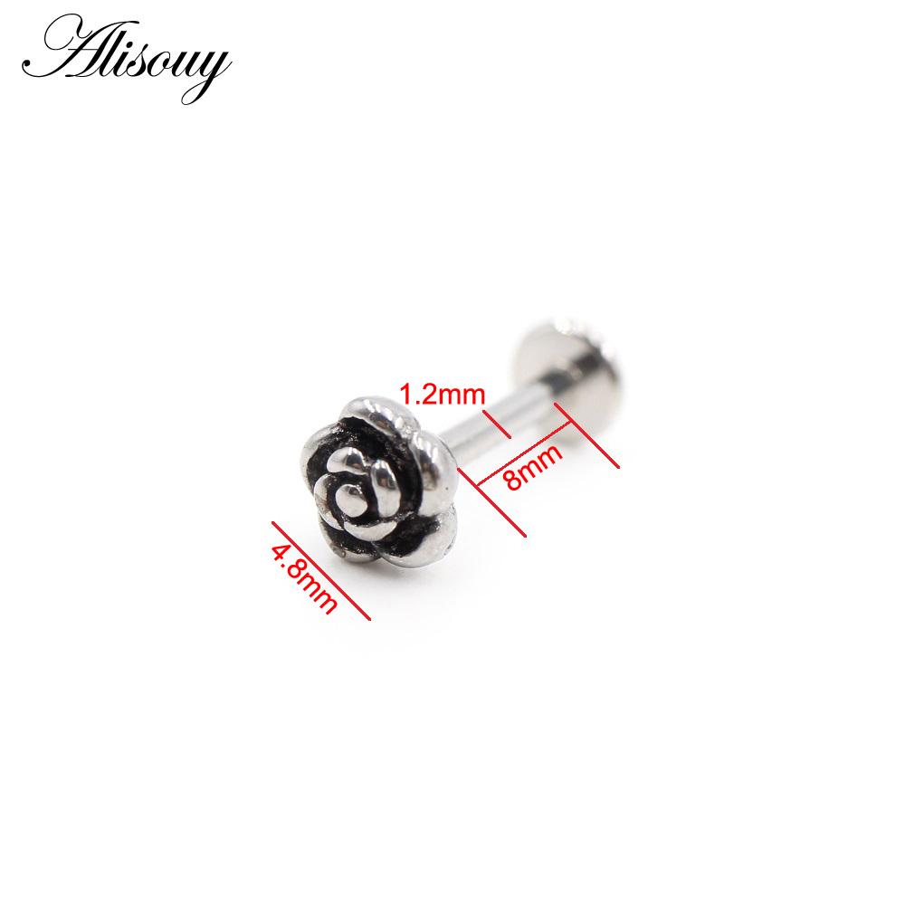 Alisouy 1 Stück Edelstahl Stern Mond Kreuz Schlange Totenkopf Tragus Helix Bar Labret Lippenring Knorpel Ohr Ohrring Piercing Schmuck