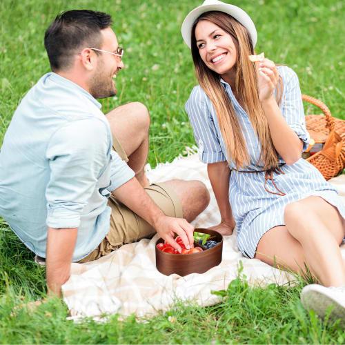 Amosfun Wooden Bento Box, 800ml, Japanese Style, Large Capacity, Stylish Lunch Box with Sushi Case and Removable Dividers, Suitable for Men and Women,