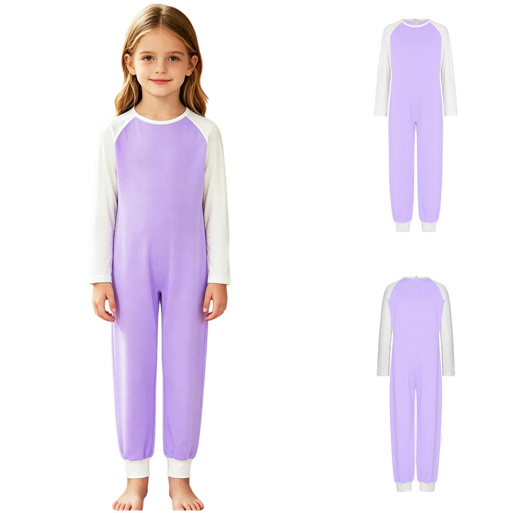 Mono Adaptativo Unisex para Niños con Necesidades Especiales, Bloque de Color, Cuello Redondo, Manga Larga, Espalda Anti-Tirones, Cremallera Trasera Invisible, Body para el Cuidado Diario