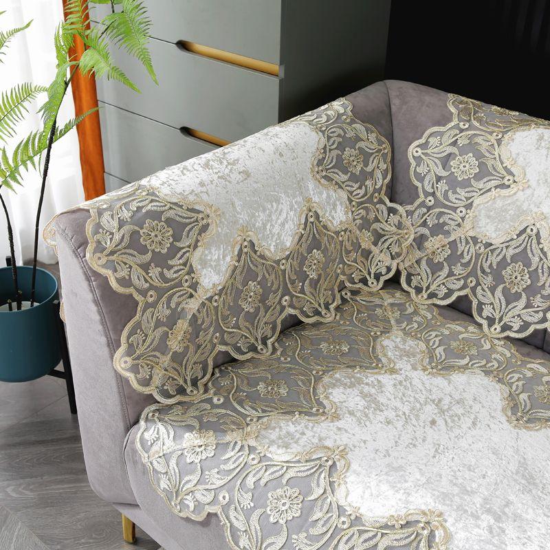 

European High-End American Fabric Sofa Back Towel Back Towel Armrest Towel Sofa Towel Sofa Cover Towel Dust Cloth Gold Velvet Beige 70*70cm (square towel)