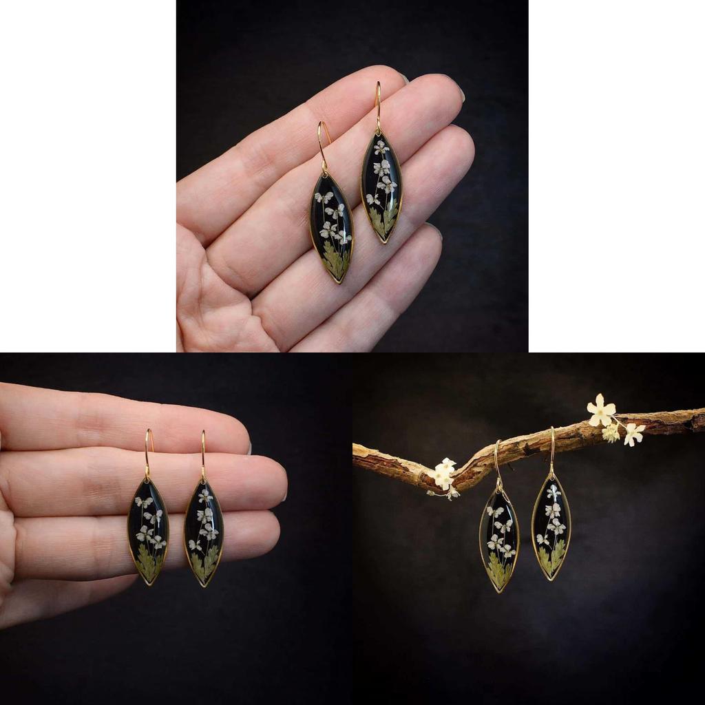 Fairy Style Plant Flower Resin Earrings With Copper Material For Gift And Daily Wear