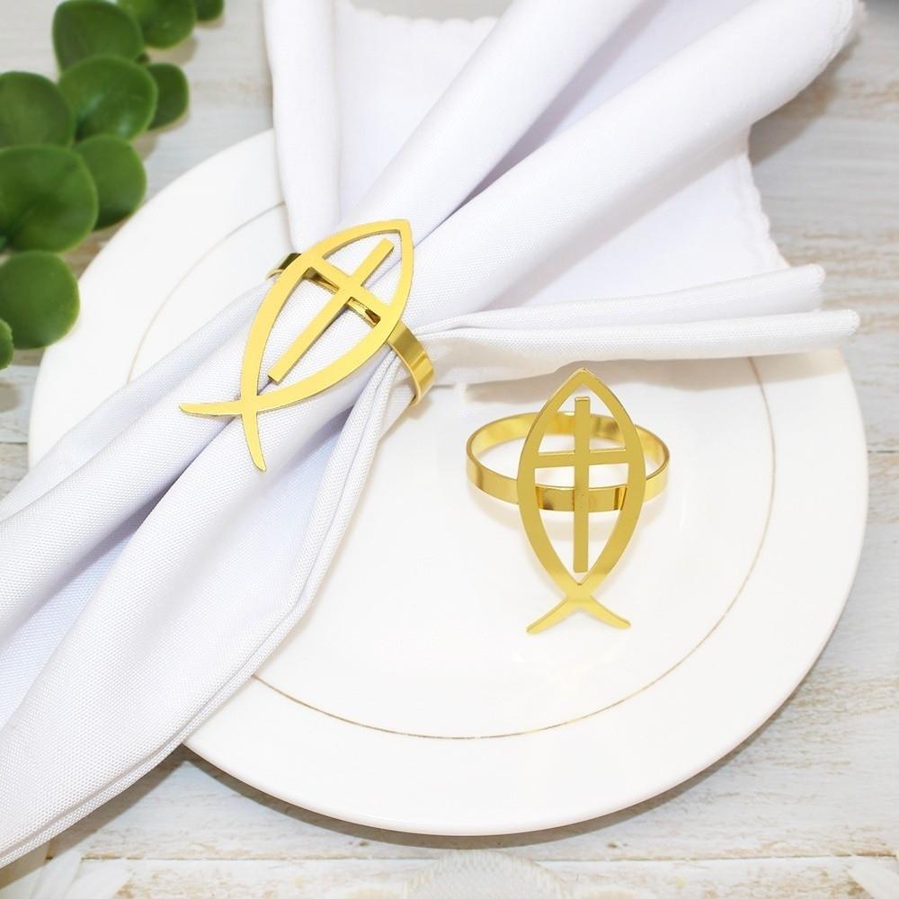 4PCS Iron Cross Napkin Rings Vintage Table Napkin Holder Dining Table Napkin Buckle  Banquet Dinner