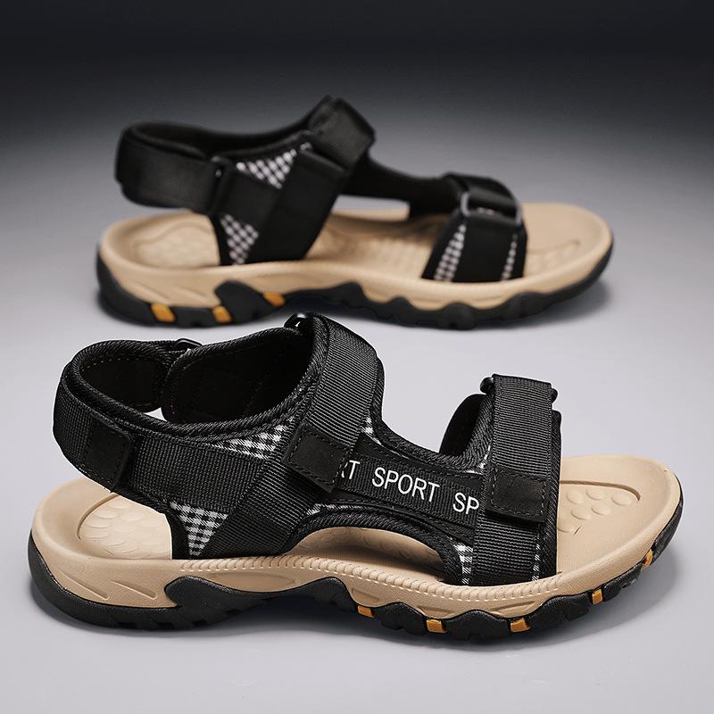 

Мужские модные дышащие сандалии с открытым носком, удобные нескользящие повседневные прочные пляжные туфли для мужчин, летние сандалии для активного отдыха 45 чёрный