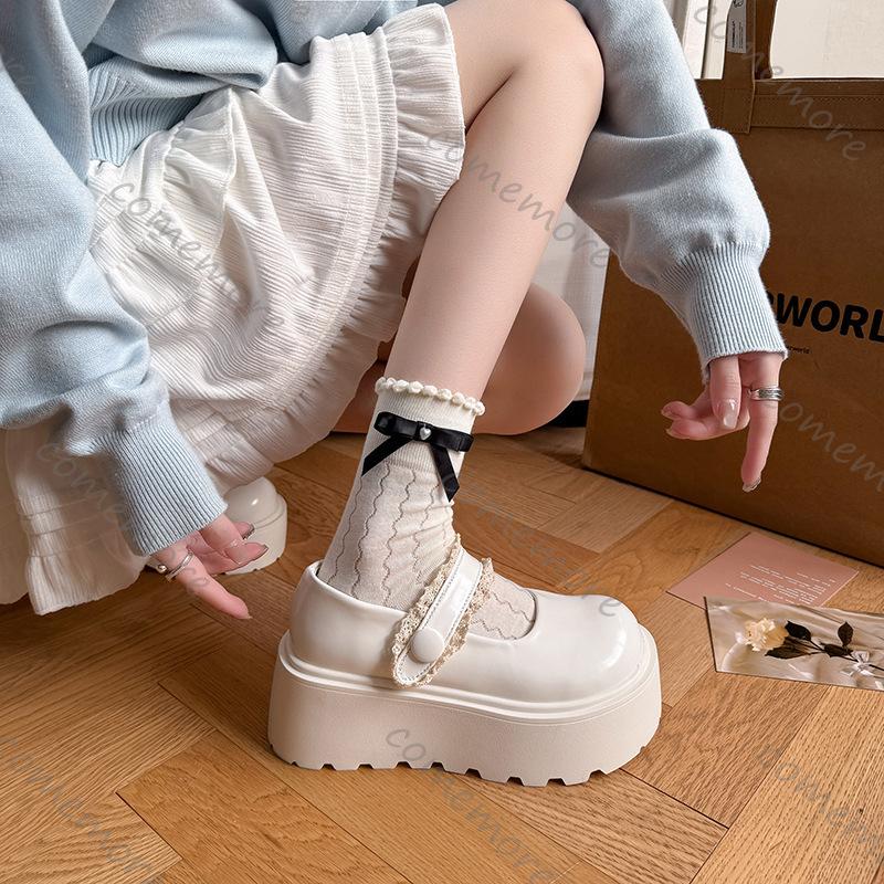 Fashion Comemore Retro Shallow Mouth Loafers Spring Autumn New Leather Pumps Shoes Casual Platform Heightening Mary Jane Single Shoes