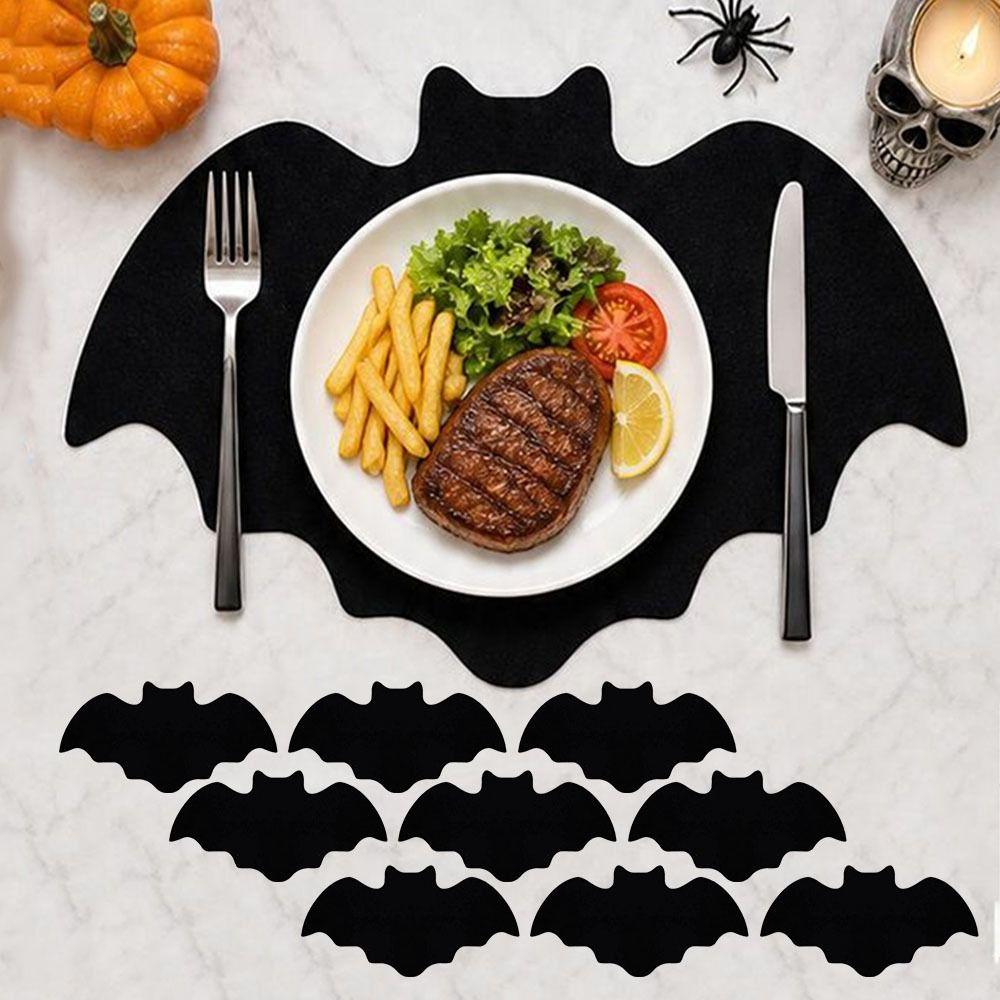 10Pcs Heat Resistant Bat Shape Table Mat Creative Place Mat Halloween Dining Mat Home Decoration