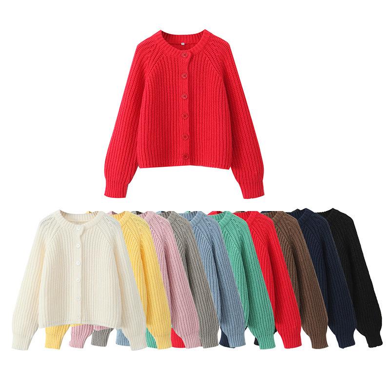 2025 Autumn Women's Long Sleeve Knit Cardigan Sweater Top - European & American Style
