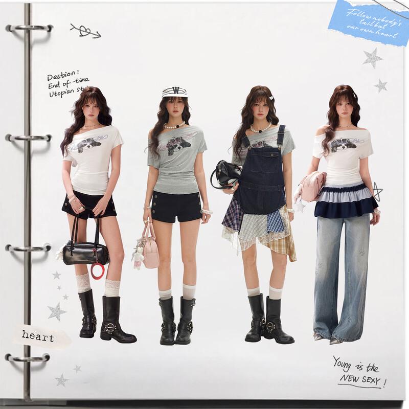 unifree Plus Size Girls' Dog Print Rhinestone T-Shirt