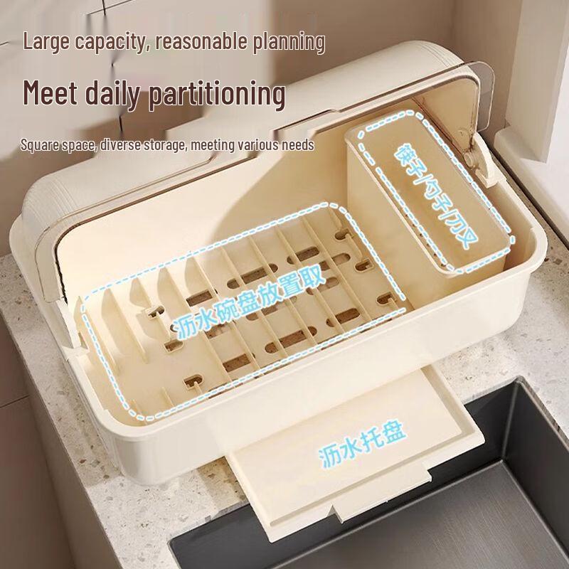 Kitchen Dish Drying & Storage Rack with Lid