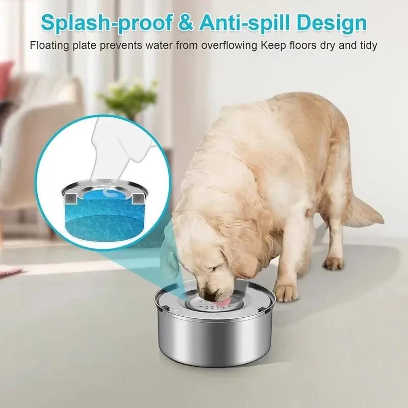 3L Dog Water Bowl Stainless Steel No Spill Large Capacity Dog Food Drink Bowl Slow Water Feeder,Spill Proof Pet Water Dispenser