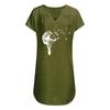 Women's Summer Casual Fashion Print Short-sleeve V-neck Loose Cotton Linen Dress