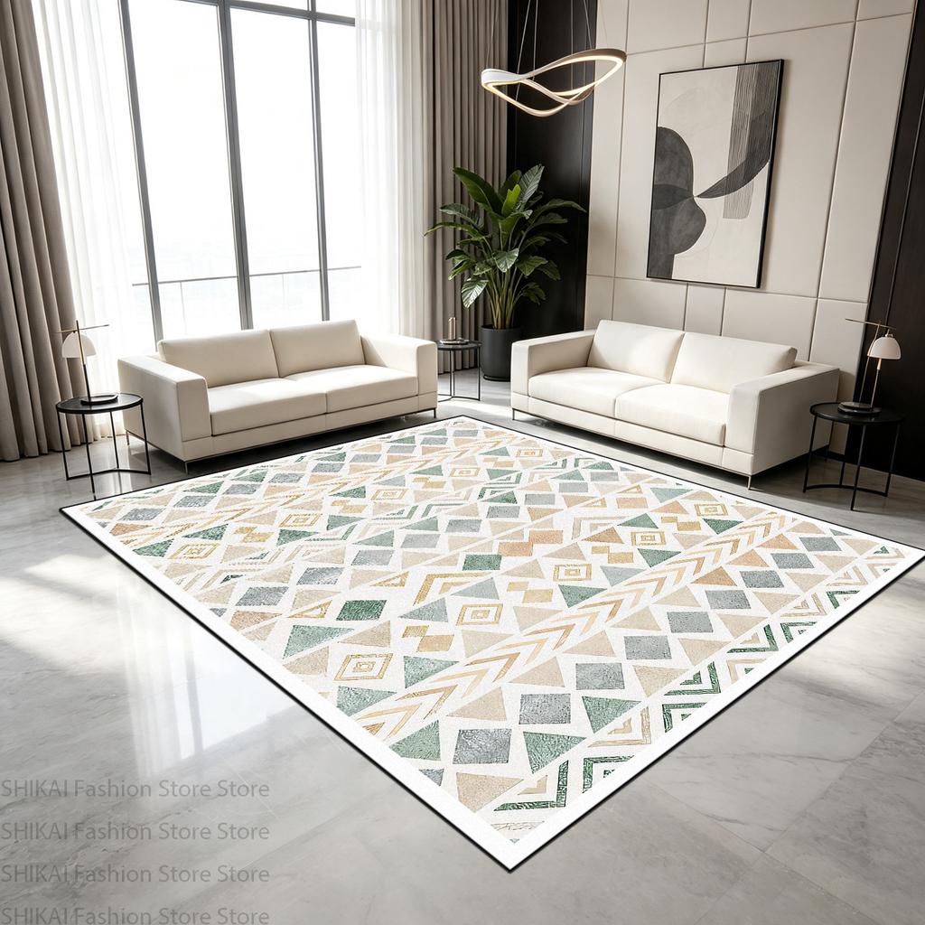 Bohemian Geometric Abstract Style Living Room Carpet Antiskid Soft Fluffy Lounge Rug Easy Cleaning Machine Washable Mat Bedside