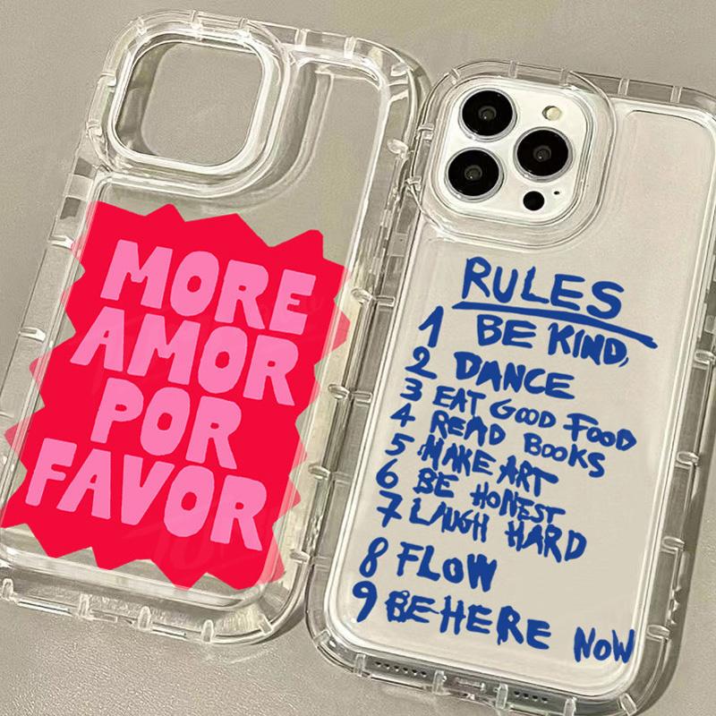 Colorful More Amor Por Favor Case For iPhone 16 15 14 13 12 11 Pro Max XS X XR 8 7 Plus SE 2020 Shockproof Clear Silicone Cover