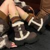 Thick-soled medium tube snow boots women's 2025 new winter fur integrated fleece Altay warm wool cotton shoes