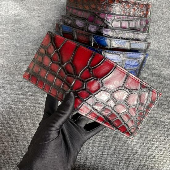 Men's Horizontal Crocodile Leather Wallet - Siamese Belly Pattern