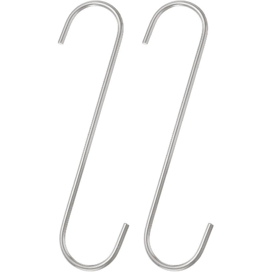 HARFINGTON 2pcs Long S Hooks 12 Inch Extra Long Metal S-Shaped Hanging Hooks High Manganese Steel S Hanger Storage Organizing Tool for Kitchen Garden