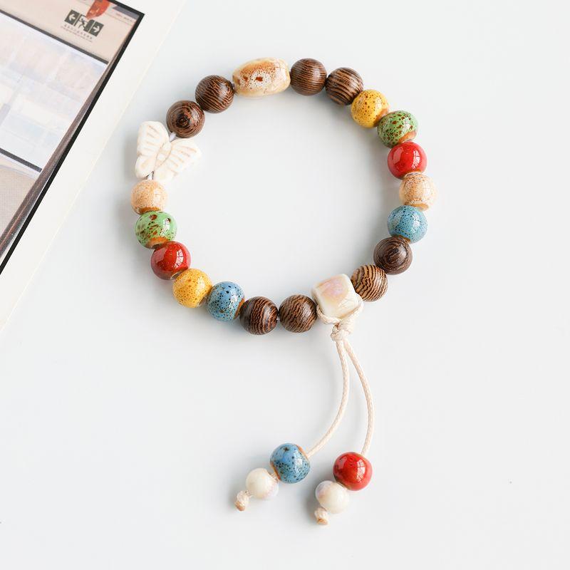 Retro Ethnic Style Jingdezhen Porcelain Beads Woven Carrying Strap Couple Hand Jewelry Student Ceramic Bracelet New Chinese Bracelet Women