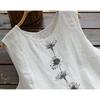 Summer Daisy Print Top Sleeveless Round Neck Casual Vest for Women's Cotton and Linen Blouses & Shirts