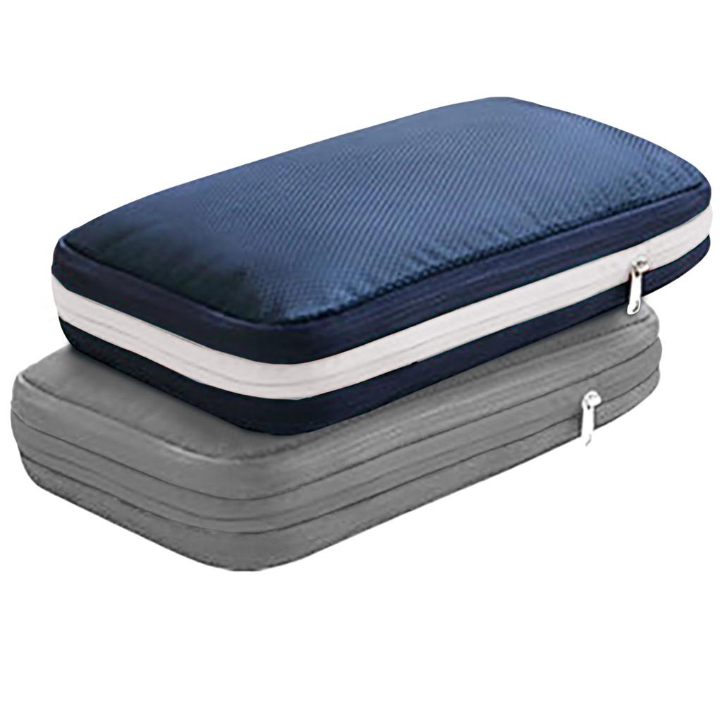 Set of FLIEGER Compression Travel Made in Easy Save Up to Large Travel Compression Reinforced Double Zipper Navy x Set of [Absolute Value! 2] Pouches,