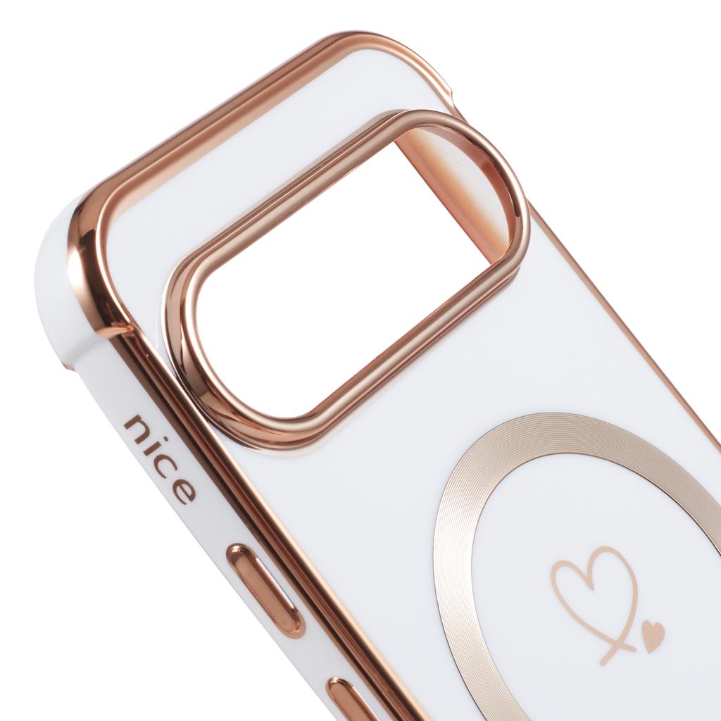 For Google Pixel 9/Pixel 9 Pro Case Compatible with MagSafe Electroplated TPU Phone Cover Hollow Love Hearts