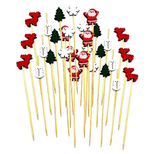 100-Pack Disposable Bamboo Toothpicks, Cocktail Picks, Hors d'oeuvre Pins, Christmas Ornaments, Christmas Decorations, Christmas Tree Decorations, Rei