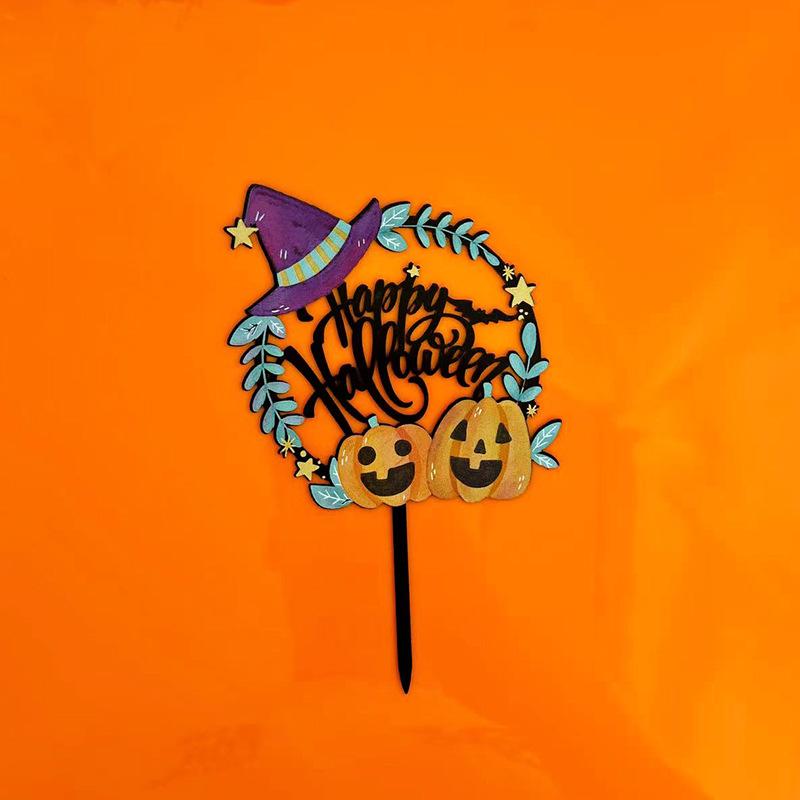 Halloween Castle Bat Acrylic Cake Topper Colorful Party Decoration