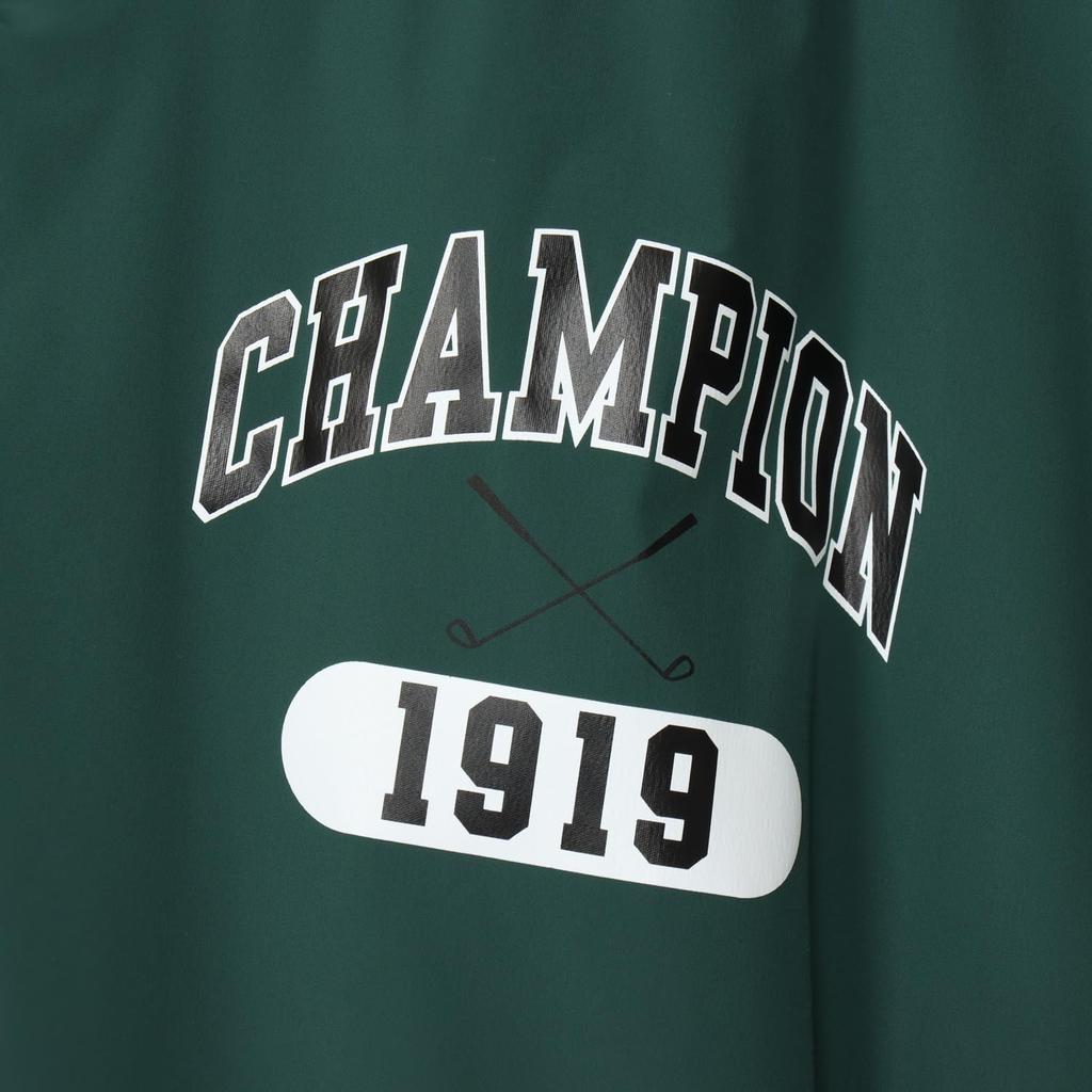 Champion Long Water Graphic Logo Deep Green Outerwear, Sleeve, V-Neck, Warm, Stretch, Repellent, Windproof, Print, Jacket, Golf, C3-AG602, Men's,