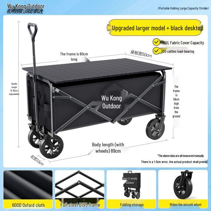 Portable Foldable Camper Van Cart: Hand-Pulled Travel Trailer for Kids, Outdoor Use.