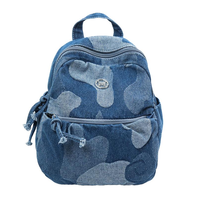 Denim Camouflage Mini Backpack Casual Fashion Women's Small Rucksack Everyday Travel Bag