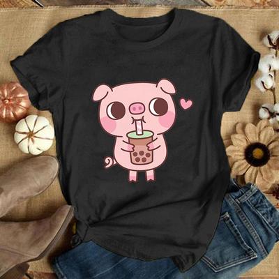 (Premium T-shirt)Pig Printing T-Shirt Fashion Short Sleeve Summer Cool Hip Hop Top Tee(Ship Within 24 Hours)
