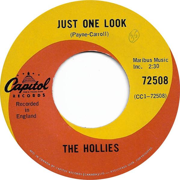 

7inch Record HOLLIES - Just One Look 72508 CAPITOL 1967 Canada Rock Used