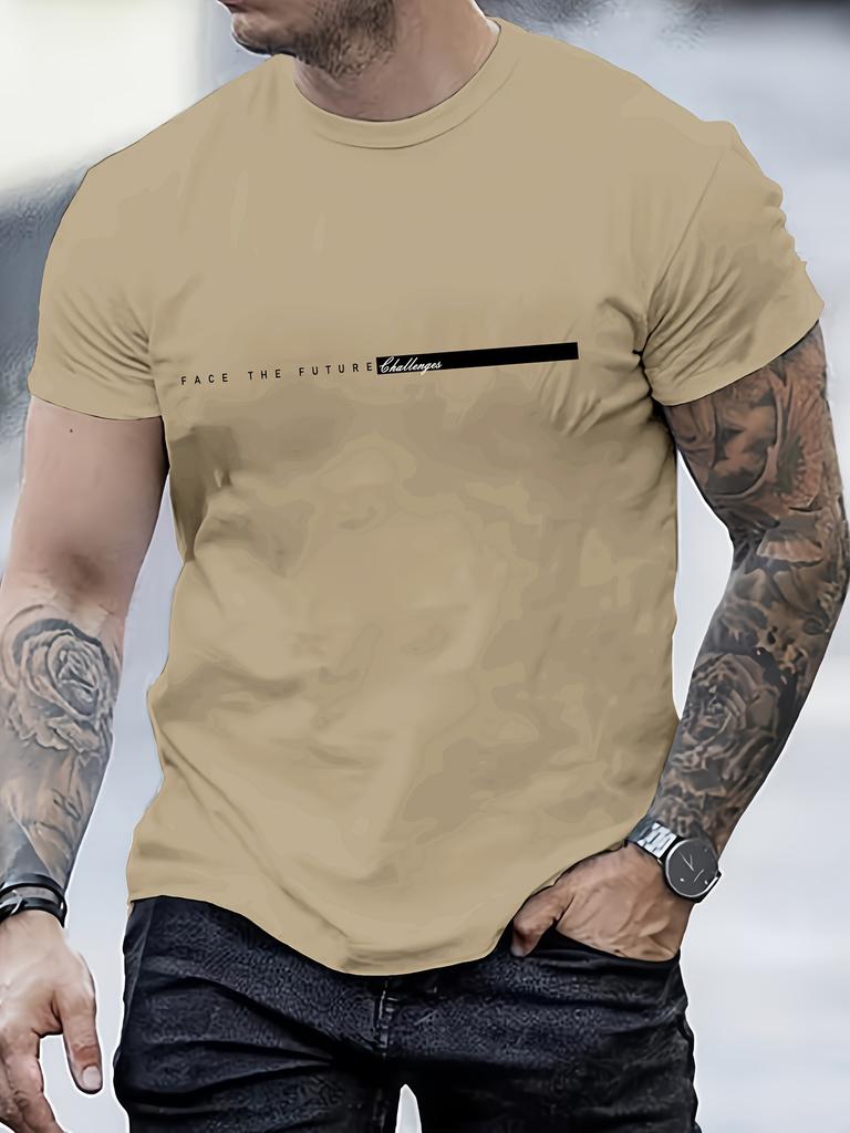 Men's Graphic Design Crew Neck T-shirt, Casual Comfy Tees For Summer, Men's Clothing Tops For Daily Gym Workout Running