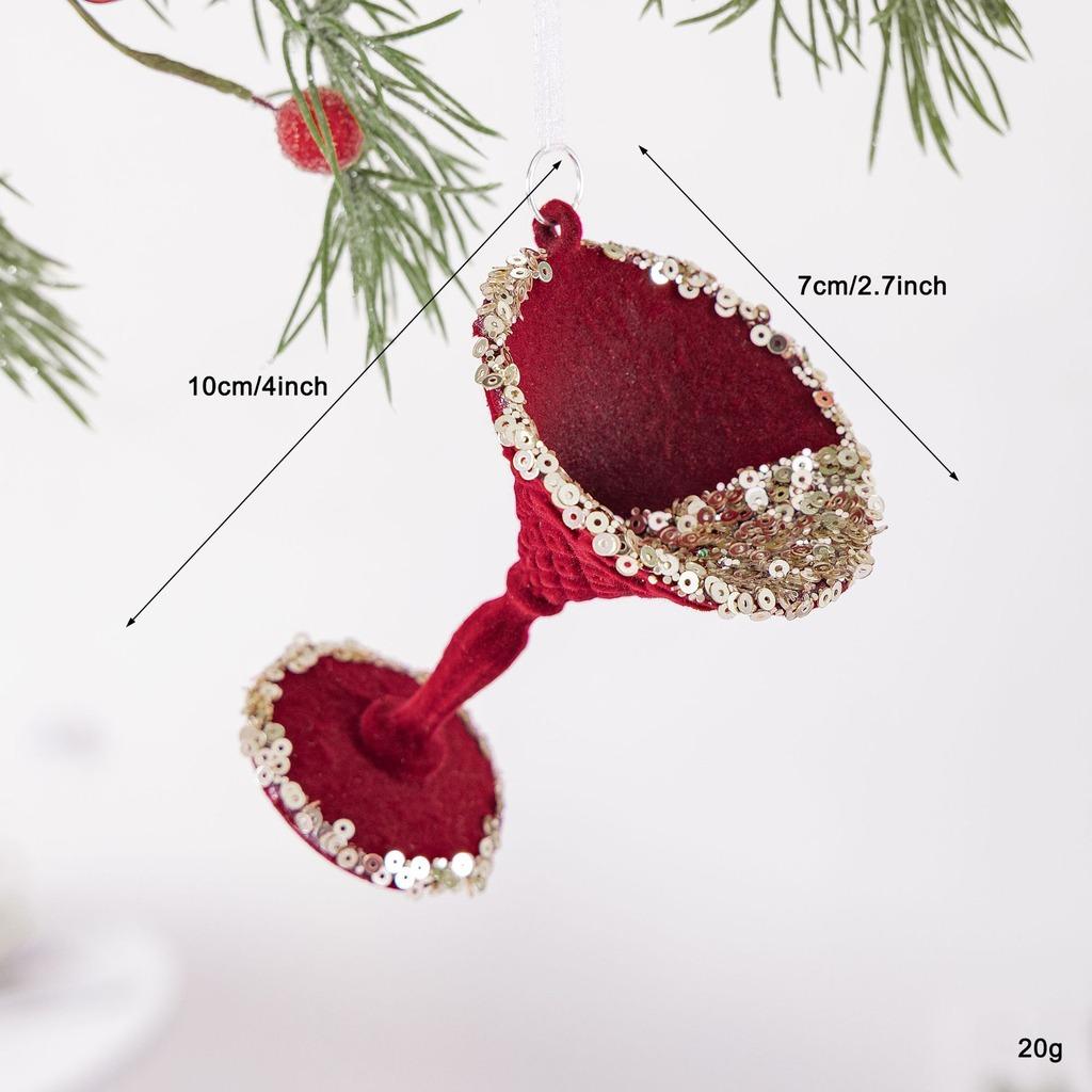 Flocked Candy Cane Decorative Flocked Christmas Ornament Holiday Hanging Decoration Christmas Themed Christmas Tree Decoration