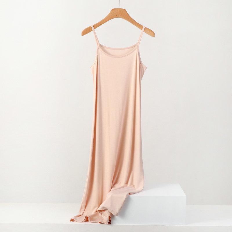Plus Size Slimming Modal Cotton Spaghetti Strap Sleep Dress - Solid Color