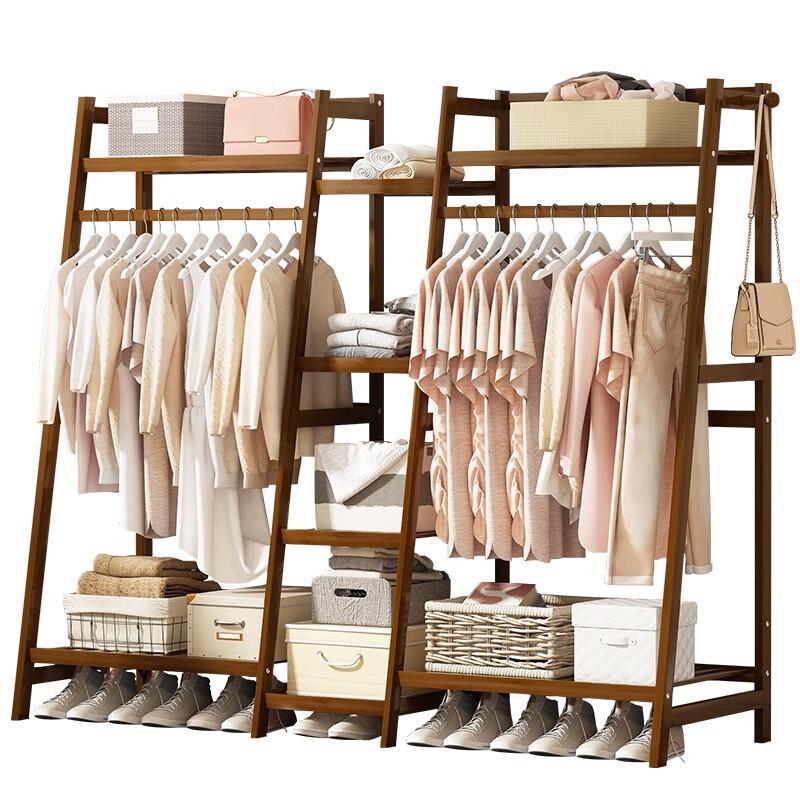 Minimalist Bamboo Floor Standing Clothes Rack