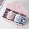 Creative Heart Shaped Lockhead Couple Cups Ceramic Cups with LIDS  Spoons High Appearance Level  Gift Mugs  High End Gift Box Set