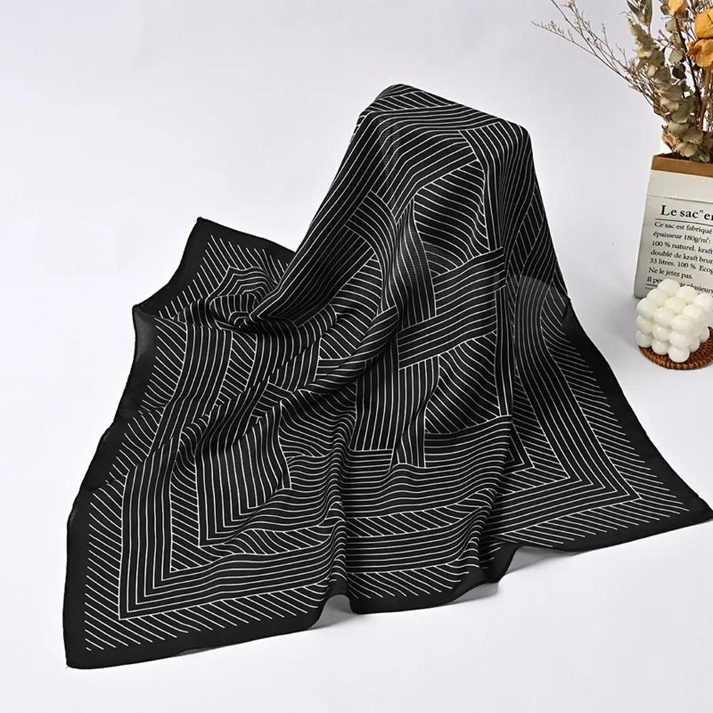 Retro Polka Dot Montage Silk Square Scarf Women Soft Satin Hairband Neckerchief Hijab Lady Headband Foulard Bag Ribbons Kerchief