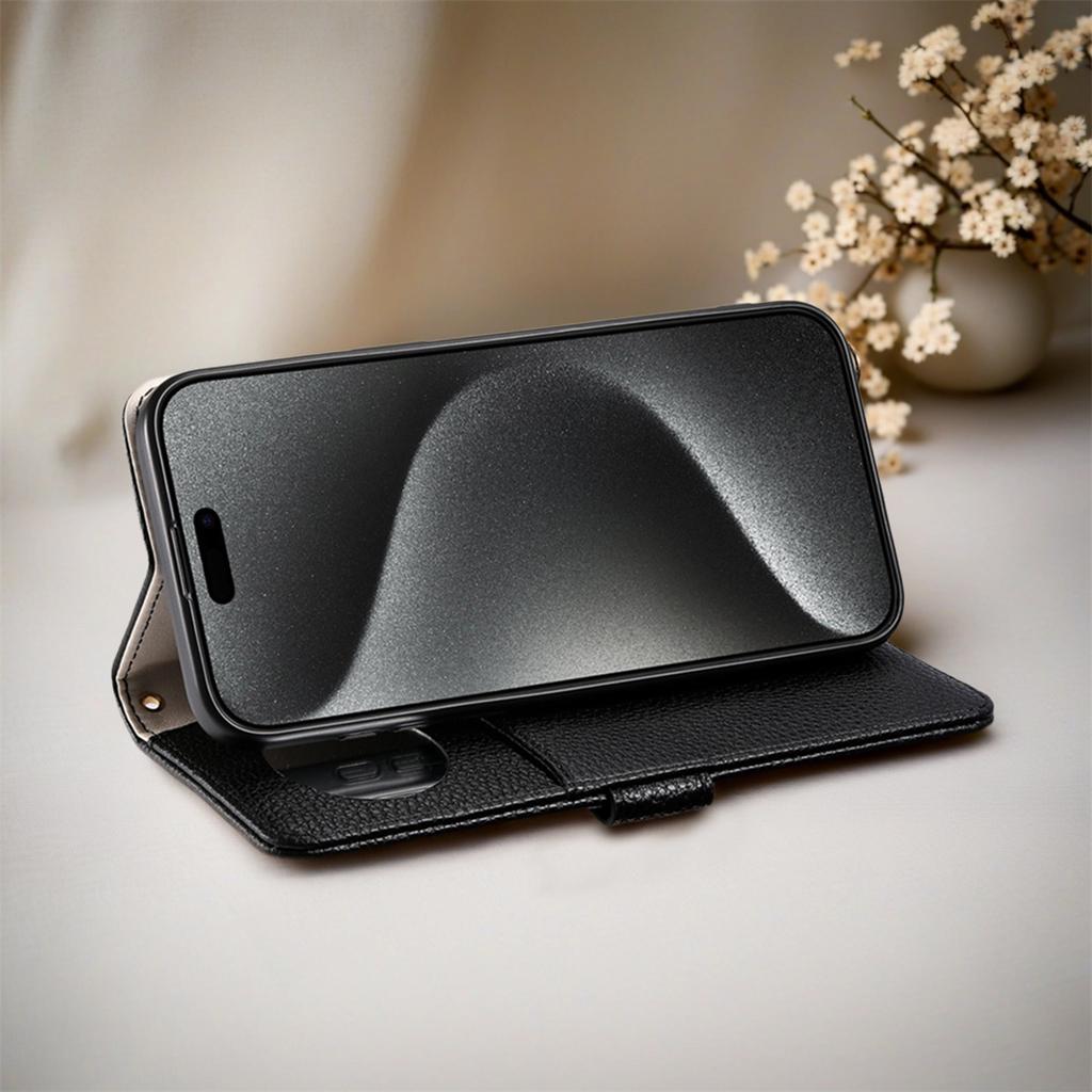 Leather Phone Case for iPhone 12 - 16 Series with Coin Pocket, Card Slot, Mirror & Stand – Multiple Colors