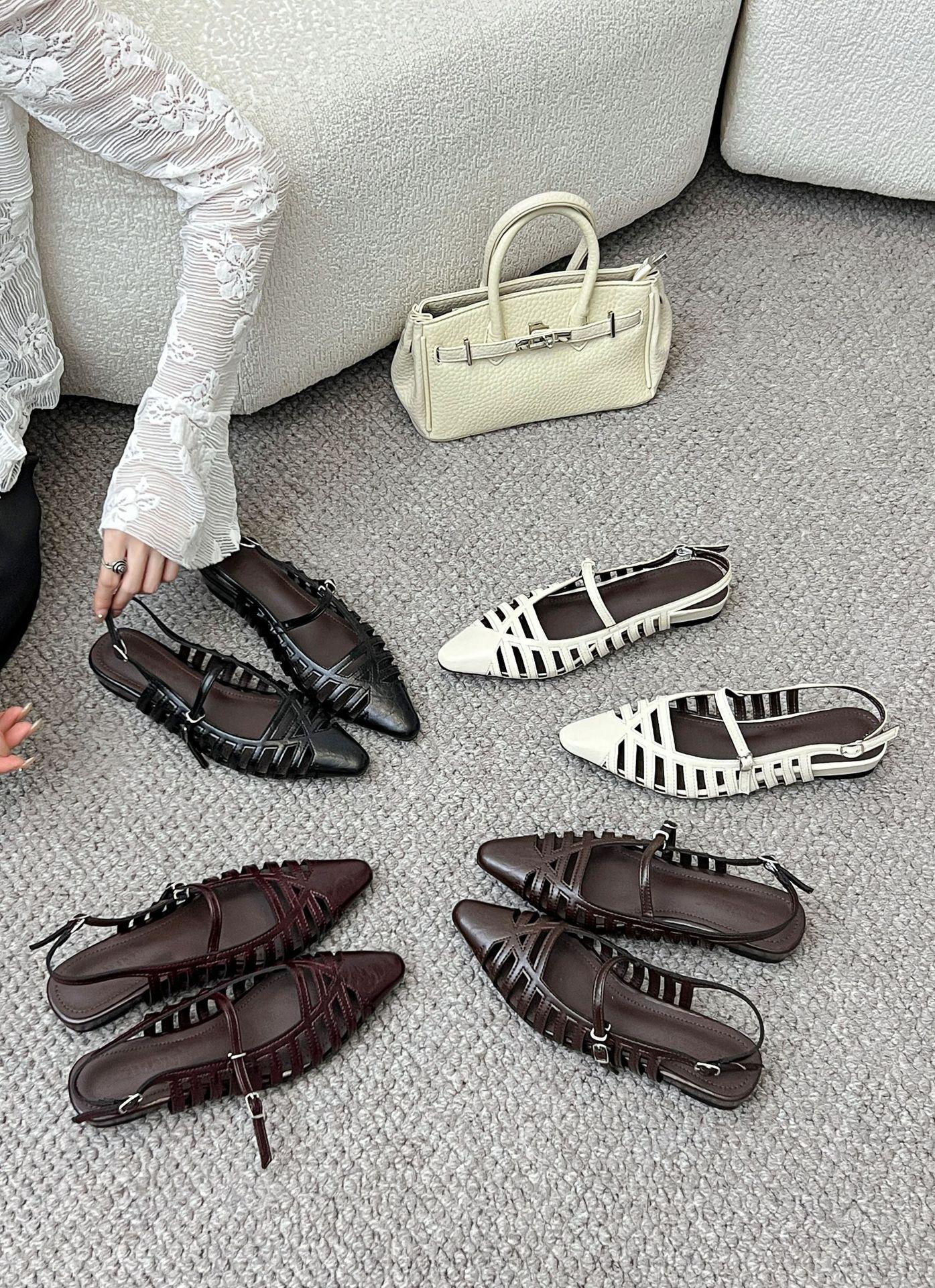 Women s Square Toe Low Heel Cut-Out French Style Vintage Style Unique Design Sandals - Perfect for Daily Wear 35